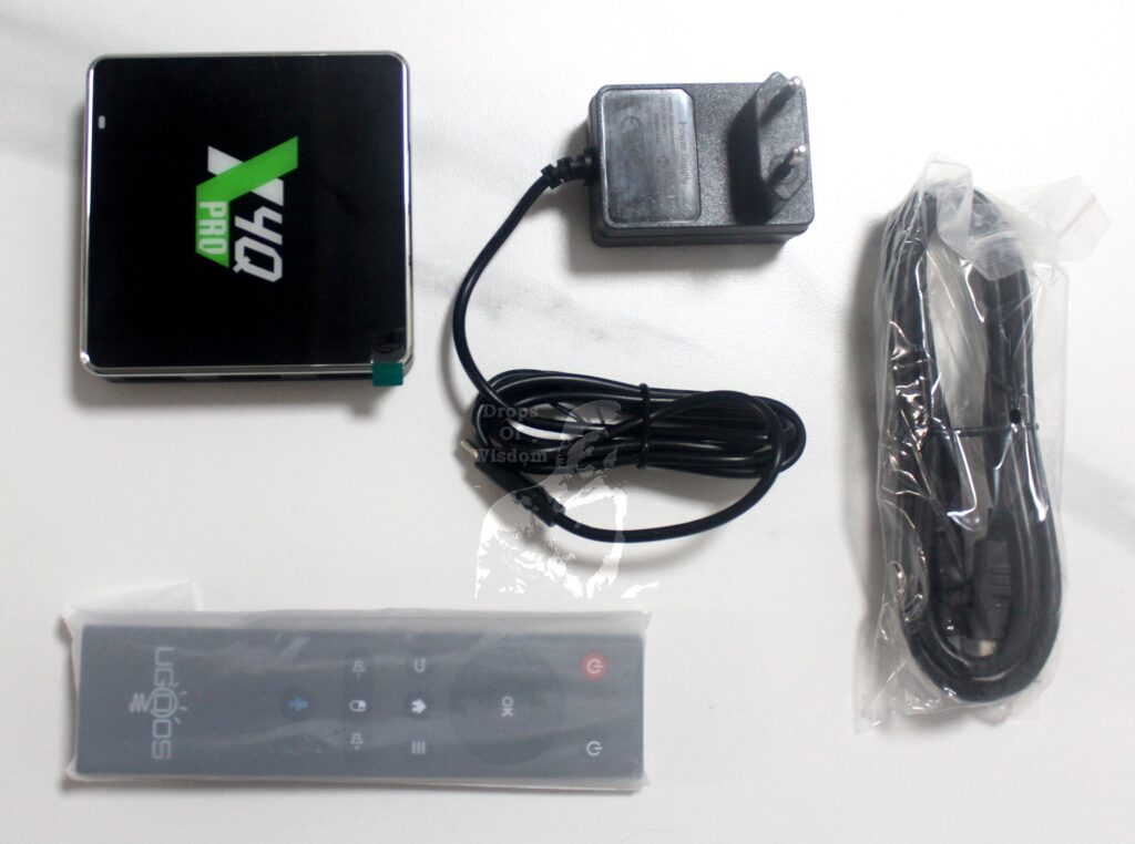 ugoos,X4Q,Pro,android,amlogic,s905x4,11,tv box,review,ultrahd,uhd,4k,8k,kodi,tv,iptv,items,power,adapter,remote,control,hdmi,cable